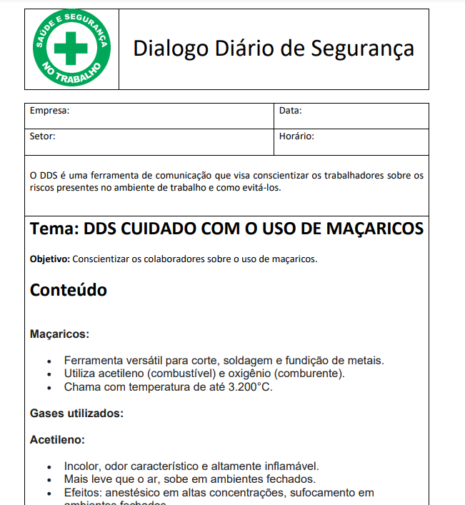 DDS cuidado com o uso de maçaricos - Baixar DDS cuidado com o uso de maçaricos - Baixar